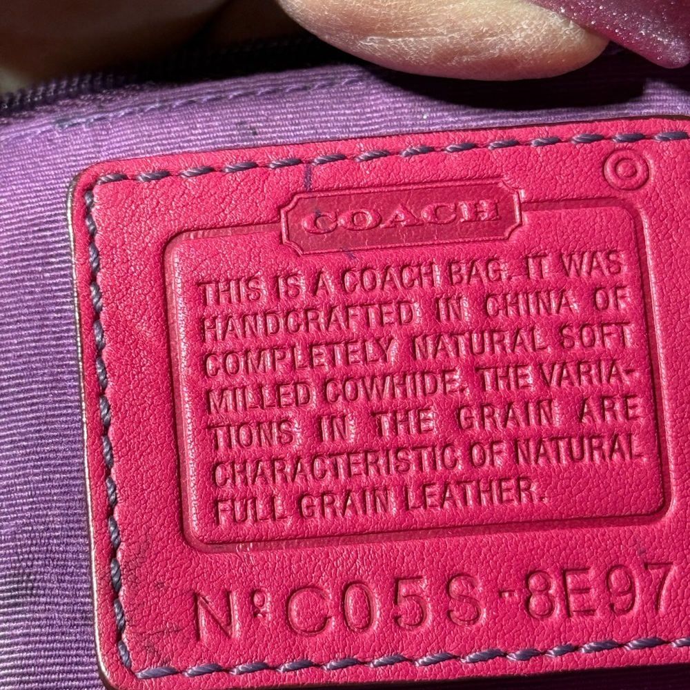 Coach Vintage Chelsea Vibrant Pink Tote Bag with Tan Handles - Picture 9 of 13